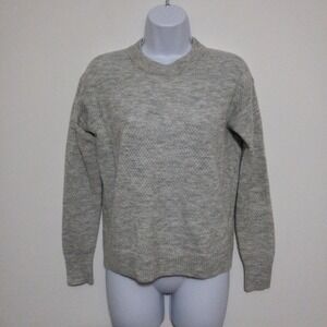 Quince Baby Alpaca Wool Sweater Womens Size S Gray Diamond Stitch